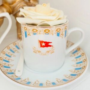 Titanic White Star Line China Replica Tea Set w/ Spoon